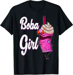 Bubble Tea Cute Boba Girl Kawaii Drink Costume Women Girls T-Shirt - Bobbycarso Shop 92B09N43NC63