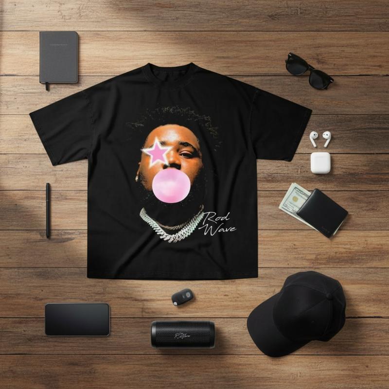 Rod Wave Pink Bubble Gum Tshirt, Rod Wave Merch, Adult and Youth Tee, Music Concert Outfit, Hip-hop Rapper Music Shirt, Gift for Men Women