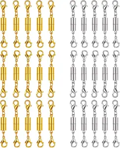 30 Pcs Gold and Silver Necklace Clasps Magnetic Jewelry Locking Clasps and Closures Bracelet Lobster Clasp Connector for DIY Necklace Bracelet Jewelry Crafts Making Supplies