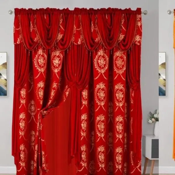 2-Panel Embroidered Sheer Curtains Combo, 55x84", with Attached Valance and Backing - Soft, Durable Sheer Look Window Decor for Home