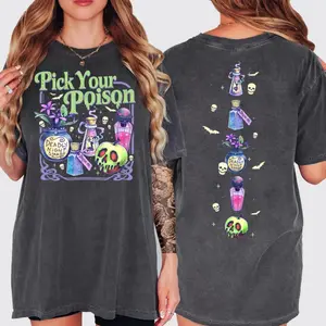 Pick Your Poison 2 Sides T-Shirt, Retro Halloween Shirt, Vintage Oh Right That Poison Sweatshirt, Llama Poison For Kuzco, Spooky Season Gift