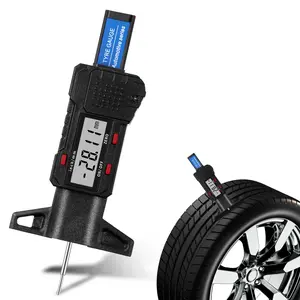 Digital Tire Tyre Tread Depth Gauge 0-25.4mm Range, 0.01mm Resolution, Portable LCD Display Tire Depth Gauge Digital Tire Checker Measuring Tool with Inch MM Conversion for Motorcycle Car Truck