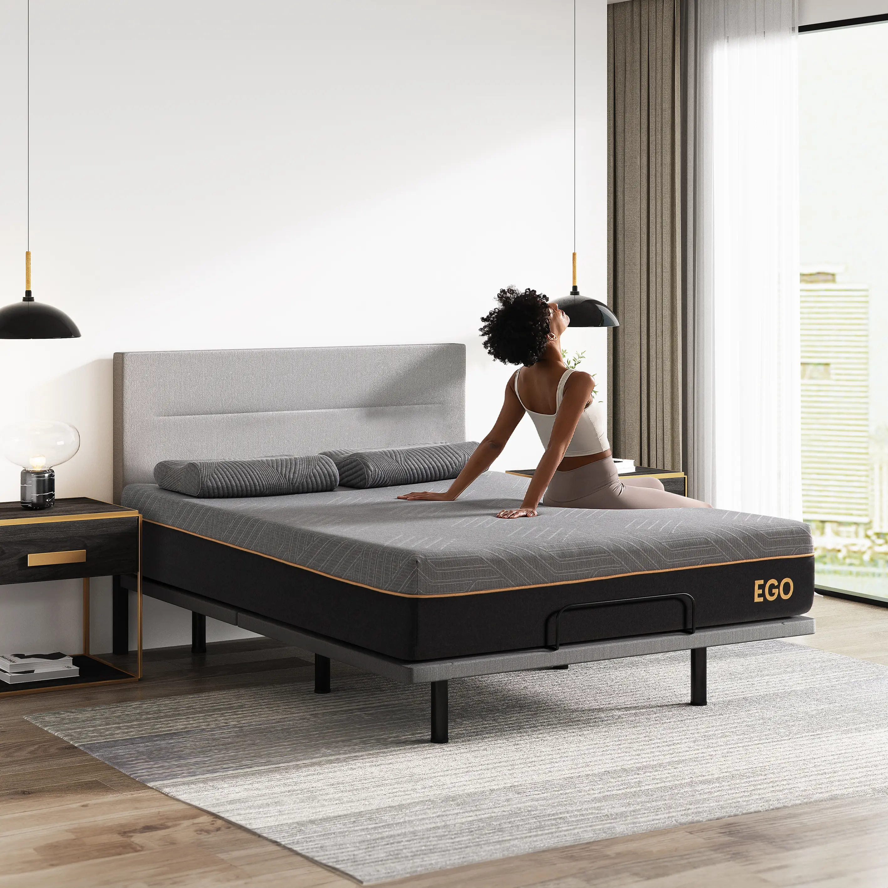 EGO Black Mattress with Graphene Technology 12" Luxury Memory Foam Sleep Environment Ergonomic Enhanced Performance Modern Comfy Antistatic