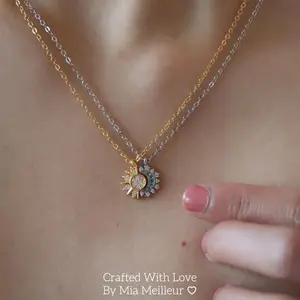 Sun and Moon Necklace, Sunshine and Moonlight Necklace, Gold Sun Necklace, Silver Moon Necklace, Couple Matching Jewelry, Best Gift for Her