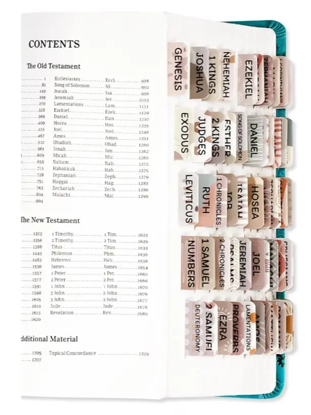 Laminated Bible Tabs for Women & Men - Large Print Tabs for Study Bibles, Boho Theme for Easy Navigation and Quick Reference - Easy-to-Read and Apply Tabs for All Ages