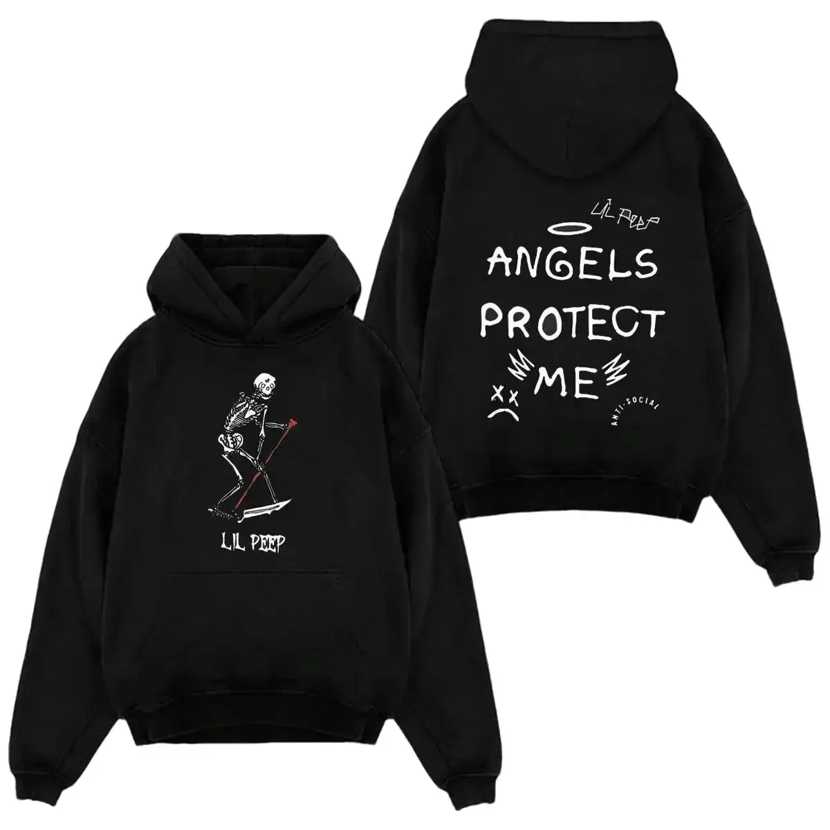 Casual Hip Hop Music Theme "Angels Protect Me" Graphic Hoodie Unisex Long Sleeve Pullover Sweatshirt Womenswear Everyday