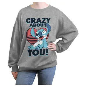 Junior's Lilo & Stitch Crazy About You Wink Sweatshirt