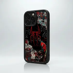 Red Spider Symbol with Graffiti and City Elements Design for iPhone17/17PROMAX/17PRO/16/15/14/13/12/GALAXYS21/S22/S23/S24 Celestial Eye Layered Phone Case full lens coverage Cool trend