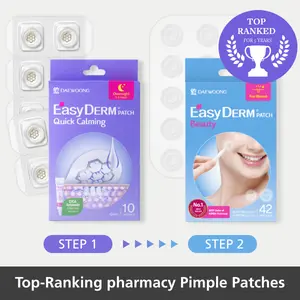 [EasyDerm] 2-Patches Combo | Cica Ampoule Included | Quick Calming Magnesium Patches (10 Patches), Beauty Patch 1 Pack (42 counts) | Facial Pimples | Acne remover