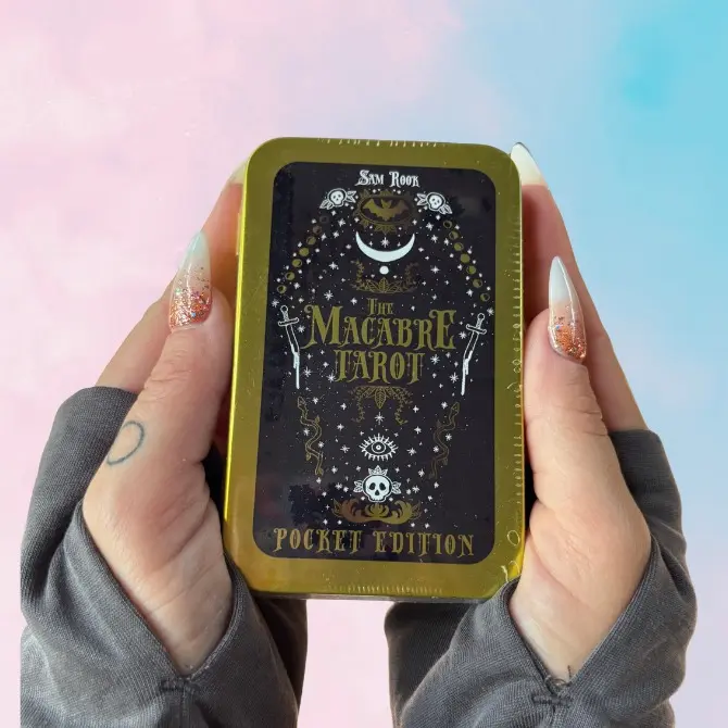 Macabre Tarot Pocket Tin Edition - 78 Cards & Guidebook - Spooky Tarot Deck in Special Tin Box - Unique Gift for Tarot Enthusiasts