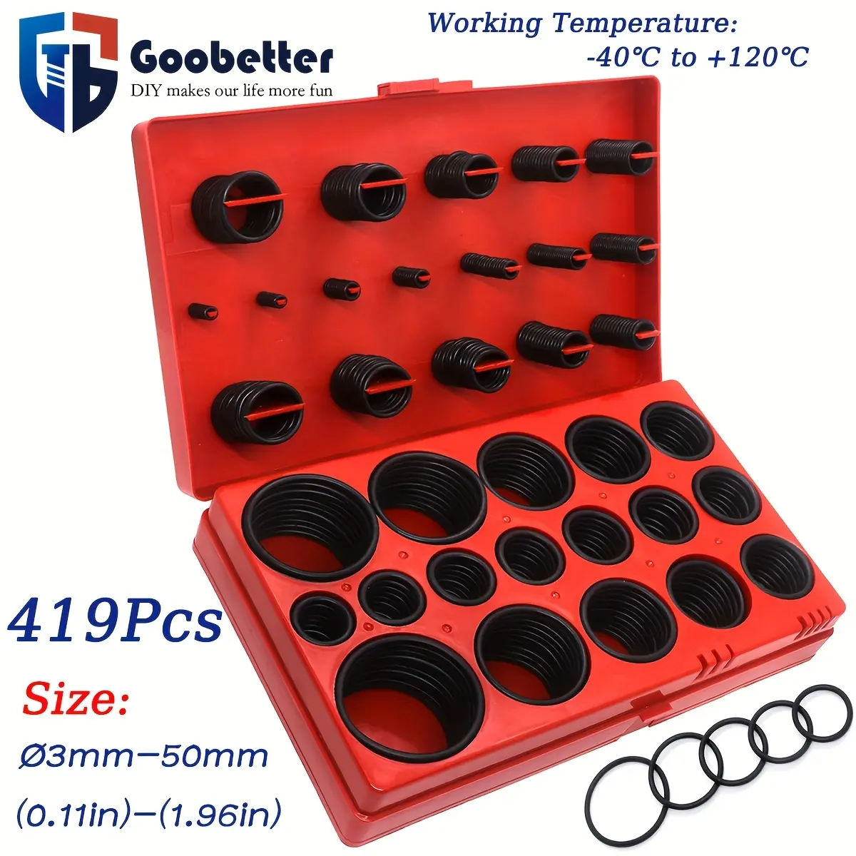 419-Piece Metric (mm) Industrial Hardware O-Rings Set, 32 Sizes Buna-N 70A Rubber Seals for Faucets, Cars, Professional Plumbing Use