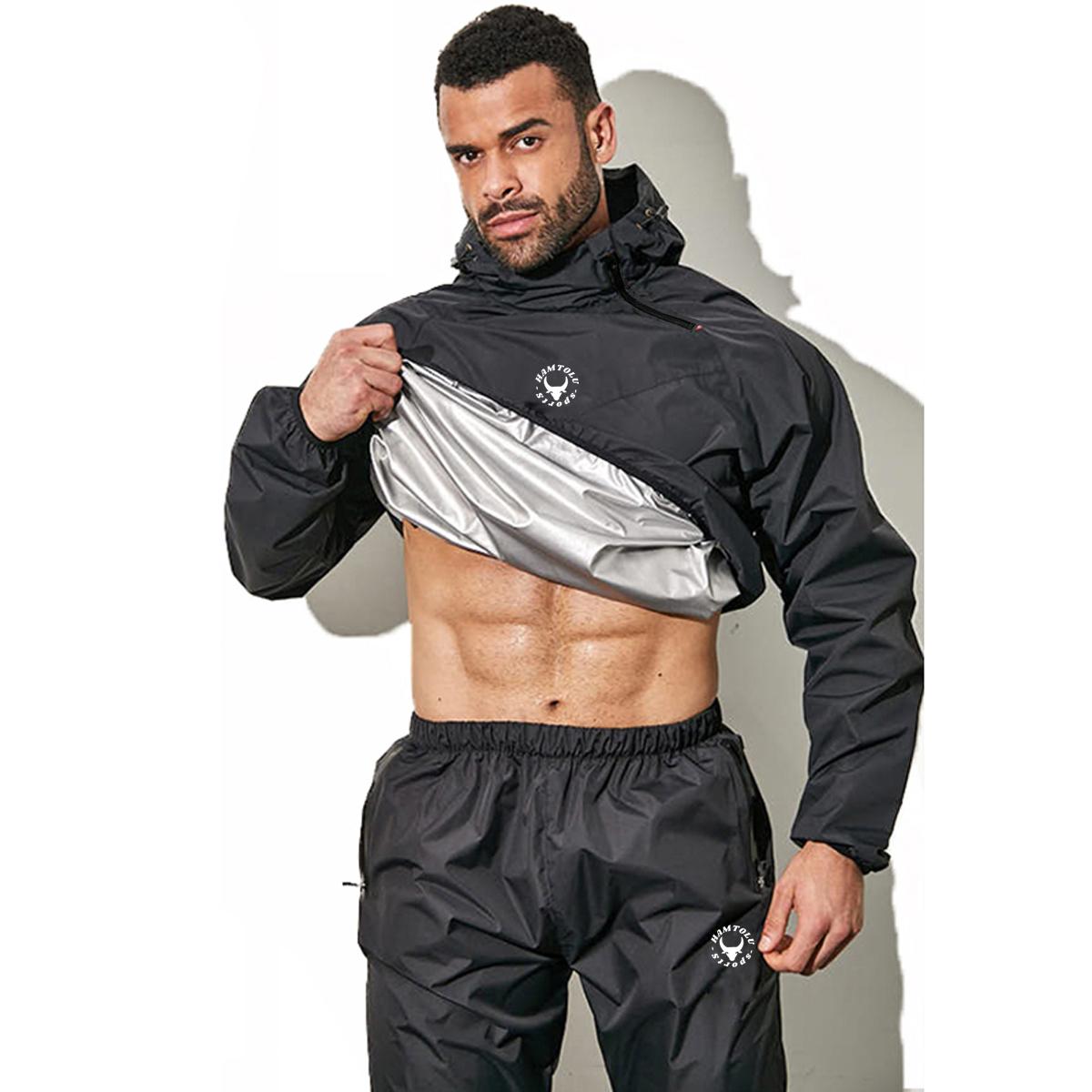 HAMTOLU Unisex Sauna Suit SportswearSweat SuitBoxing Exercise Jacket and PantsFitness Training ClothesOutdoorfun AthleticWorkout Women Men