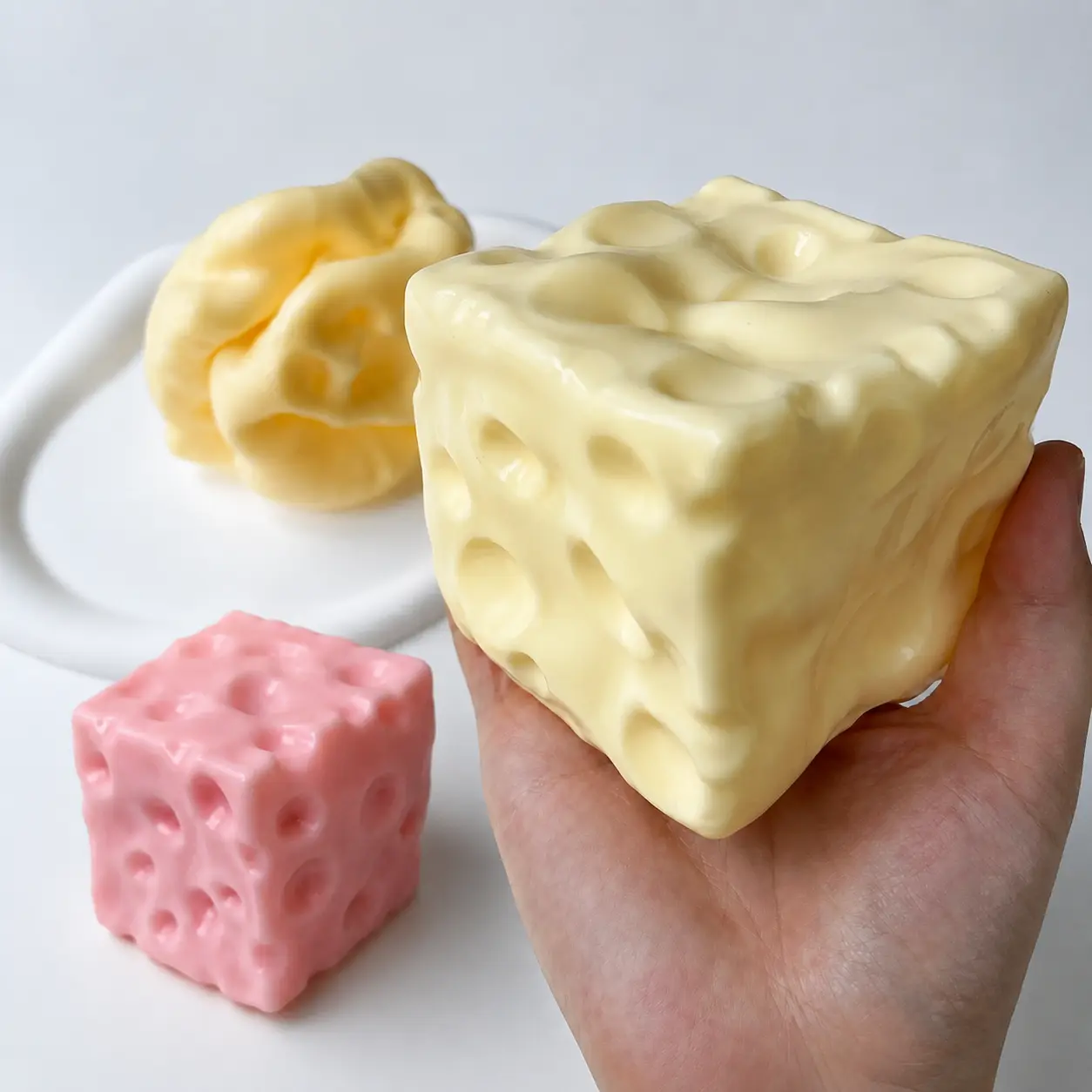 Non-Rebound Moldable Soft TPR Slow-Rise Squishies Toy - Stress Relief ASMR Sensory Fidget Cheese Squishy, Halloween Squishies for Ages 10+ Party Favor