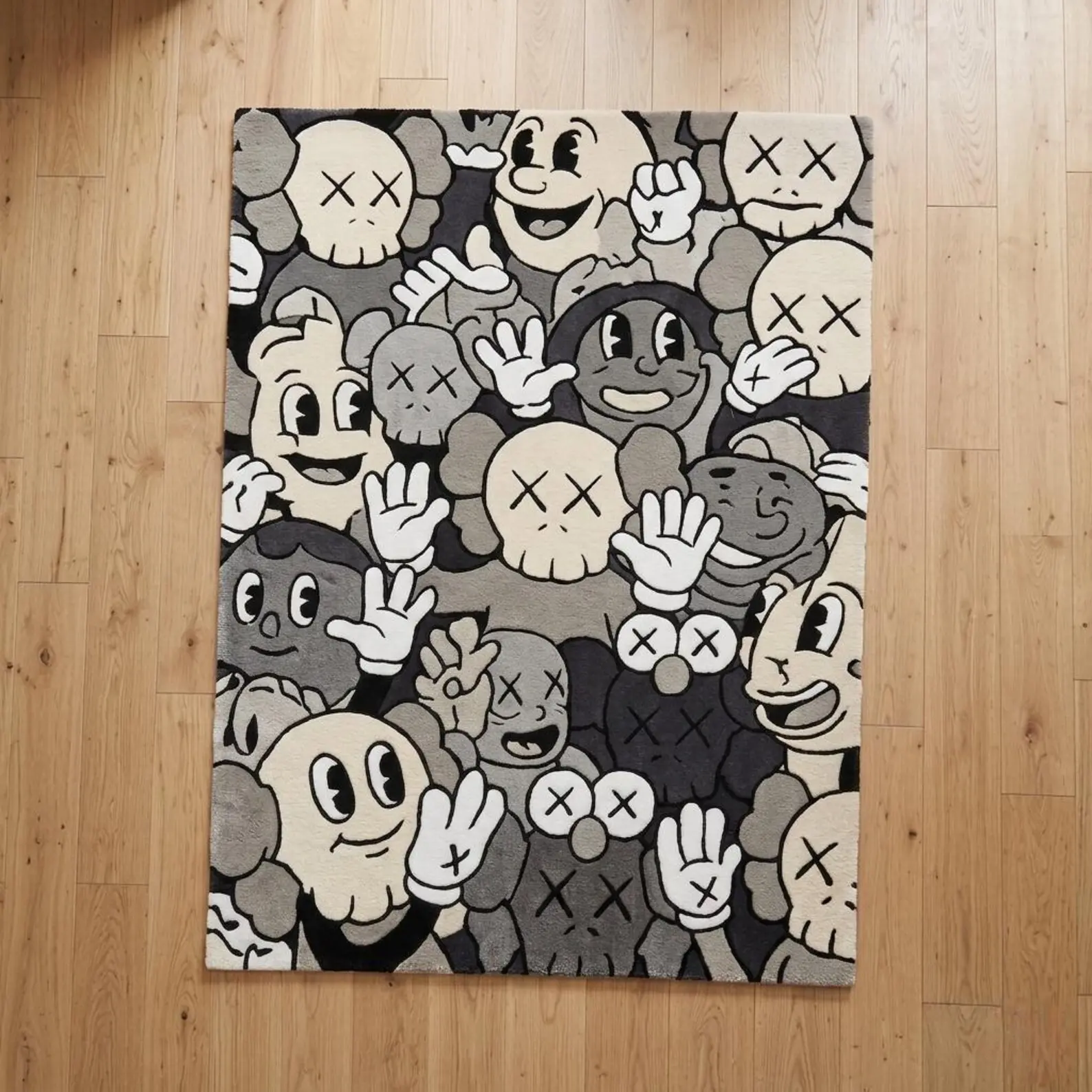 Hand Tufted Wool Area Rug - Contemporary Cartoon Character, Modern Pop Art Handmade Luxury Floor Carpet, Custom Size for Living Room