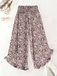Women's Elegant Ditsy Floral Printed Casual Loose Wide Leg Pants, Comfortable and Stylish Bottoms for Daily Wear, Perfect for Office and Leisure