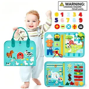 Felt Learning Board Set with Unicorn Design, Portable Interactive Multi-Page Cloth Book for Age 3+, Parent-Child Learning Activities, Visual Learning Tools