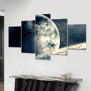 Earth Space Sketches Poster, 5 Counts Unframed Canvas Posters, Fashion Home Poster, Perfect Living Room Decor, Bedroom, Office, Corridor, Home Decoration, Ornaments