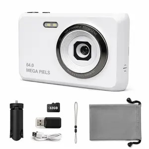 Digital Camera with HD Screen, 32GB SD Card, Selfie Timer, Image Stabilization, 16x Digital Zoom, Ideal Gift for Kids and Beginners, Battery Powered Camera