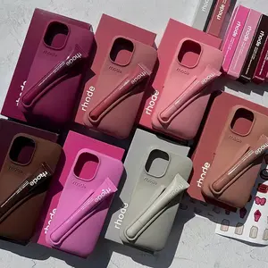RHODE Aesthetic Lip Case for iPhone 11 12 13 14 15 16 17 Pro Max/ Plus – Silicone Gloss Holder Phone Case