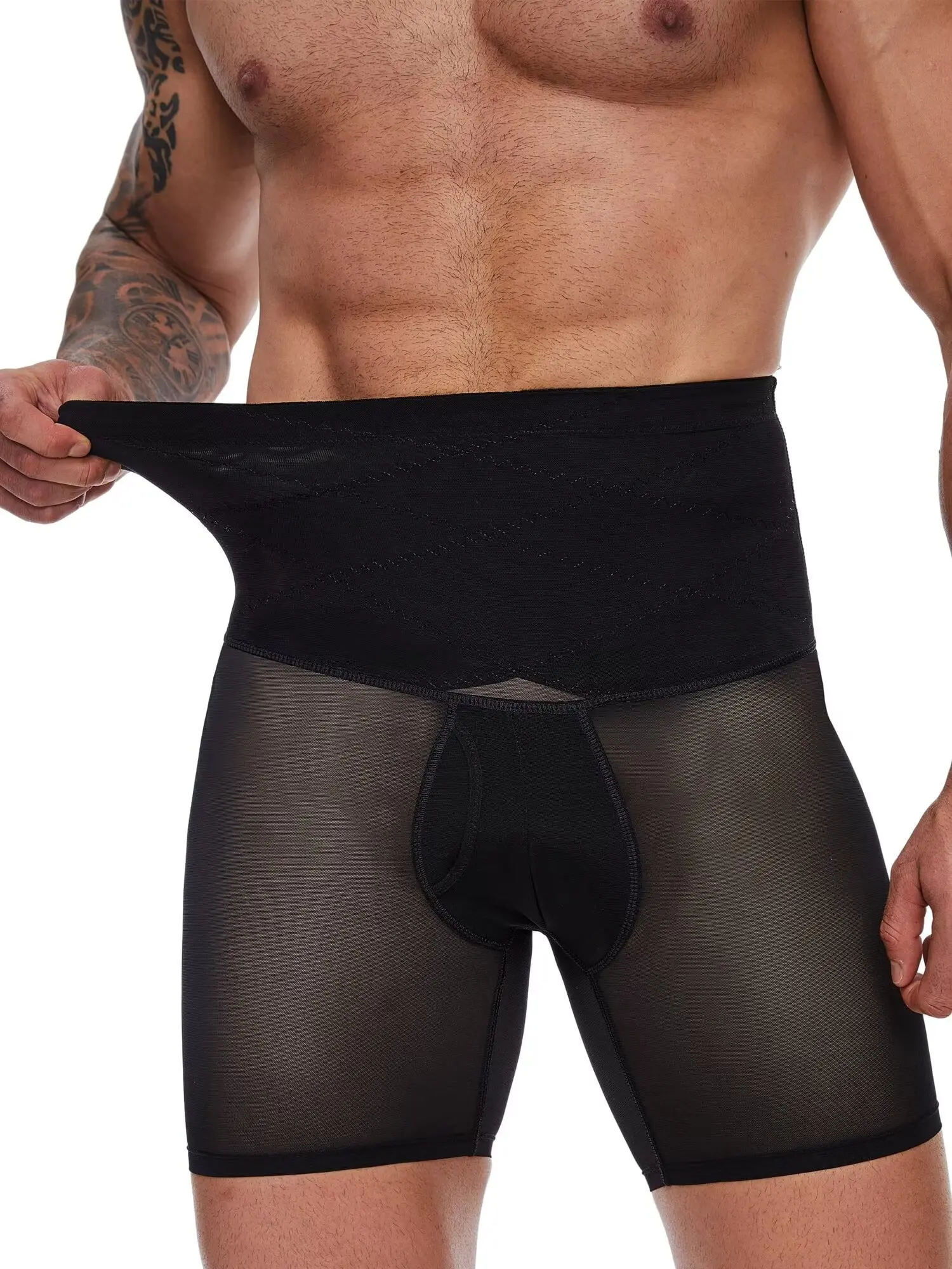 Menswear Compression High Waist Body Shaper Tummy Control Panties Briefs Lightweight Breathable Shapewear Nylon Spandex Comfortable Soft Stretchy Underwear Elastic Shorts Lingerie Plain Clothes Gamis Silky
