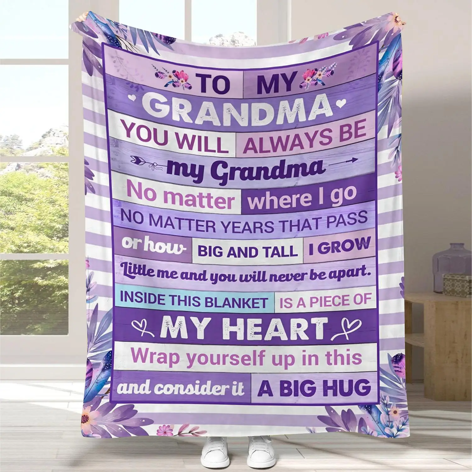 Grandma Letter Pattern Blanket, Soft Warm Throw Blanket, All Season Blanket, Breathable Comfortable Blanket, Comfy Bedding, Bedroom Accessories, Air-c