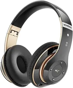 Headphones Over Ear, 6S  Headphones Wired with 6 EQ Modes, 40 Hours Playtime Foldable HiFi Stereo Headset with Microphone, FM/TF for Cellphone/PC/Work (Black & )