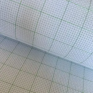 14CT Easy Count Thread Grid Aida Cloth Embroidery Cross Stitch Fabric Green Grid W29 x L39