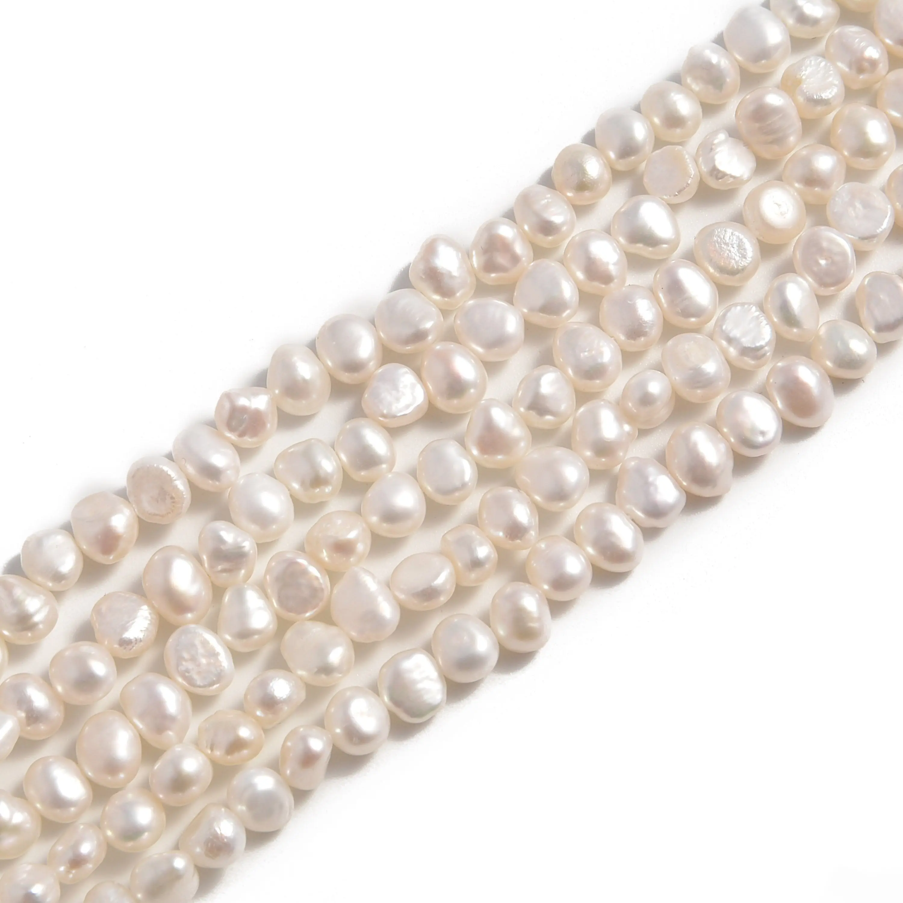White Fresh Water Pearl Center Drill Nugget Beads 4mm 6mm 8mm 10mm 14" Strand Gemstone Loose Beads for Jewelry Making Craft Beads for DIY Bracelet Necklace