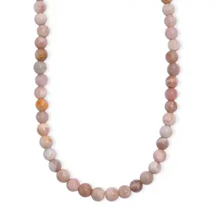 Sunstone Beaded 115 ctw Necklace 18 Inches in Rhodium Over Sterling Silver Christmas Gifts