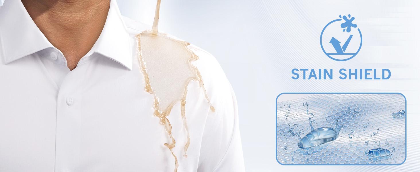 Alimens&Gentle Stain Shield Men's Mulberry Silk Dress Shirt, Long Sleeve Anti-Wrinkle Button Down Daily Men Top Summervibes