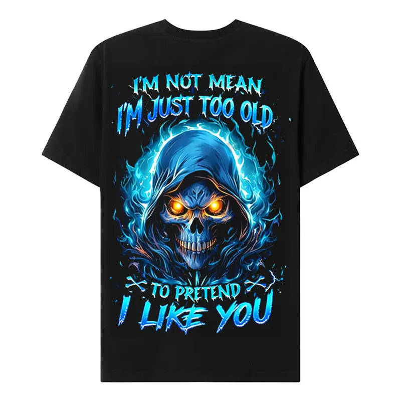 Chaosmoda Generation X I'm Not Mean I'm Just Too Old To Pretend I Like You Custom Year Skull T-shirt Streetwear Breathable  Graphic T-Shirt