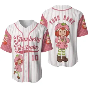 Custom Name Strawberry Shortcake Baseball Jersey Custom Name Strawberry Shortcake Baseball Jersey