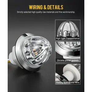 10Pcs 3/4 inch Amber Watermelon Side Marker Clear Plastic Lens Dual Function Strobe + Marker Lights, Side Clearance Tail Flash Lights Turn Signal Warning Waterproof Light for Trailer Truck 12V