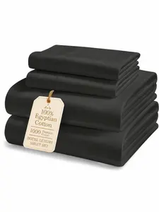 LANE LINEN 100% Egyptian Cotton 1000 Thread Count Silky Sateen Weave Bed Sheet & Pillowcase Set, 15" Deep Pocket, Oeko-Tex Certified, Naturally Cooling, Breathable, Ultra-Soft Hotel Luxury Bedding, Bed Sheet Set