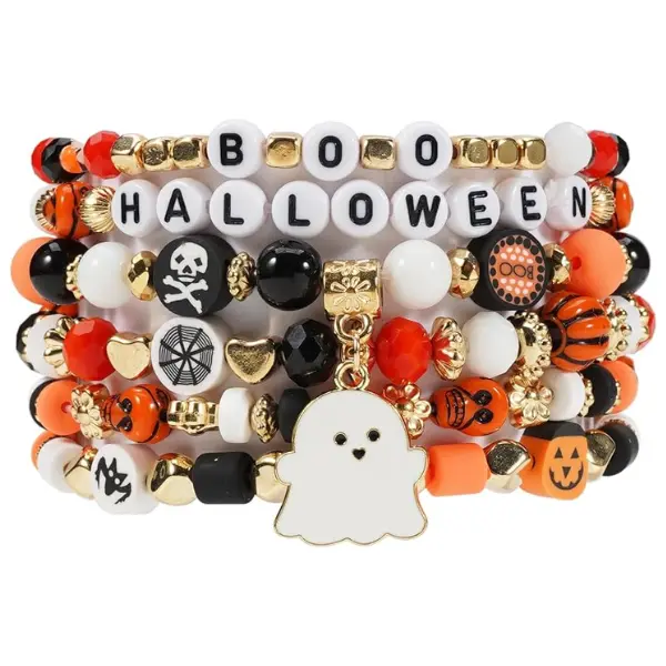 Cozy Fall Halloween Gifts Halloween Bracelets Stackable Heishi Beaded Stretch Bracelets Stacked Bracelets Beaded Bracelets Set