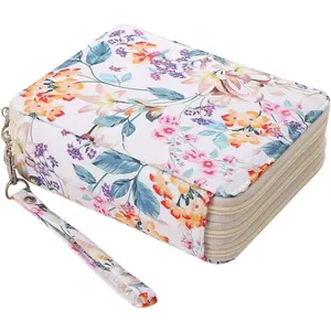 Portable Colored Printing  Pencil Case Holds 72 count Pencils Bag Organizer with Handy Wrap Portable- Multilayer Holder for Watercolor Pens or Markers, Pencil Case Organizer for Artist