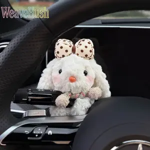 2026 New Cute Bunny Rabbit Car Decor Doll, Adorable Cartoon Gear Shift & Wiper Turn Signal Ornament, Soft Plush Auto Interior Pendant for Women, Lovely Personality Charm for Vehicle Dashboard, Windshield Wipers & Turn Signals, Sweet Styling Accessory for