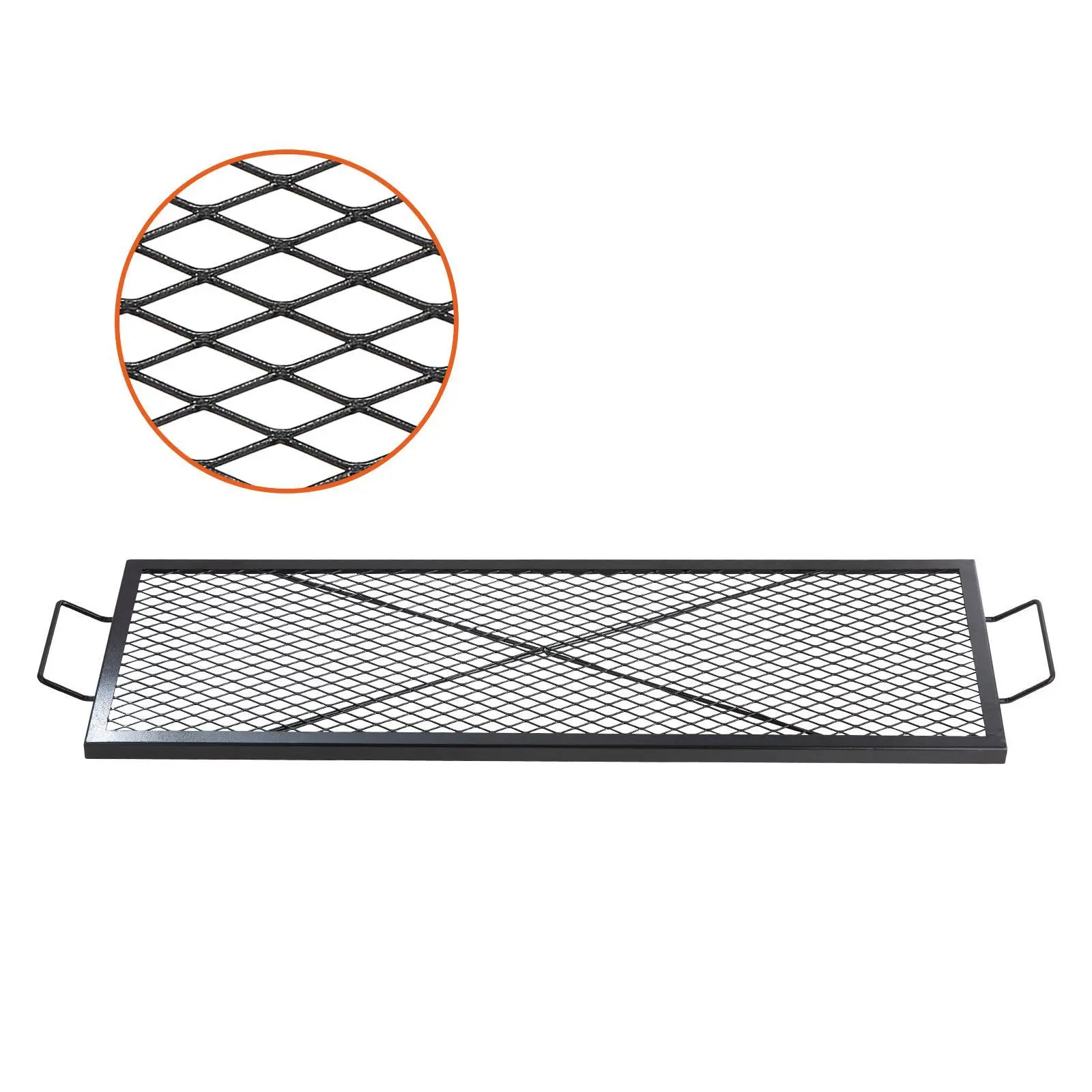 【SummerFinds】VEVOR X-Marks Fire Pit Grill Grate, 44x15in Rustproof Finish Heavy-Duty Steel Campfire Grid with Handle, Heat-Resistant Open Flame Grill for Portable Kitchen Outdoor Grilling, Camping Parties