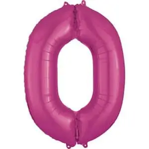 34" Pink Number 0 Foil Helium Balloon