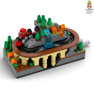 Rocker Operated Rural Train Building Model Fun Christmas Gift for Children Desktop Ornament Railway Toy