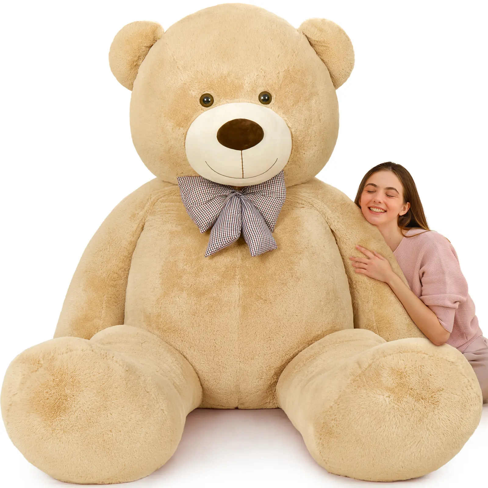 10ft Giant Teddy Bear Plush, 120 Inch Oversized Stuffed Animal Bear with Bow, Super Soft Jumbo Teddy Bear for Kids, Girlfriend, Birthday, Christmas, Valentine’s Day