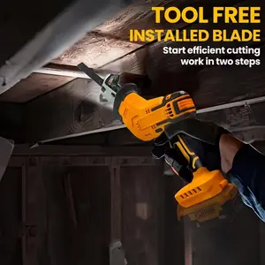 Cordless Reciprocating Saw Compatible with DeWalt 20V Battery, Brushless Cordless Reciprocating Saw, 0-3500 SPM Variable Speed, Tool-Free Blade Change, LED Light & Safety Lock, for Wood/Metal/PVC Cutting