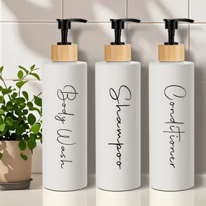 3-Piece Bathroom Dispenser Set, Plastic Containers for Shampoo, Conditioner & Body Wash, Stylish Bath Accessories, Organize Shower Essentials, Shower Organizer