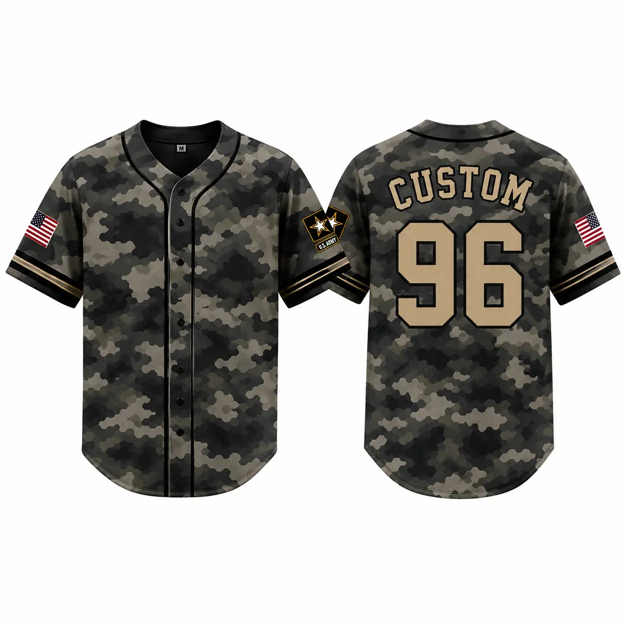 Urban Woodland Camo Oversized Baseball Jersey – Unisex Streetwear Button Shirt