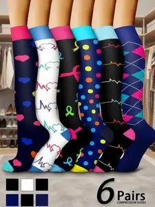 Unisex's Colorful Compression Socks, Sports Socks for Running, Nurses, Pregnant Women, Sports Socks for Improving Blood Circulation, Polyester Athletic Socks