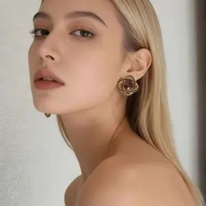 Vintage Gold Knot Tiger Eye Stud Earrings for Women Retro Luxury Brown Crystal Statement Jewelry 2026 Trendy Accessory for Daily Commute Party Date Night Brunch Wedding Guest Outfits TikTok Viral Aesthetic Must Have Minimalist Elegant Gift for Her Mom