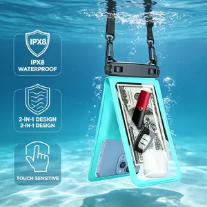 IPX8 Waterproof Double Compartment Phone Bag - Floating Swimming Equipment Bag, Holds 2 Phones, Essential for Diving, Rafting, Bags Floating Swimming Equipment