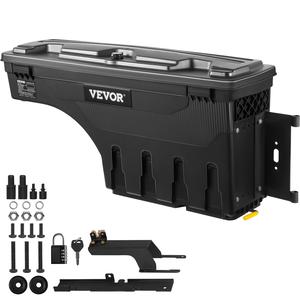VEVOR Truck Bed Storage Box, TikTokShopBlackFriday, Lockable Swing Case with Password Padlock, 6.6 Gal/25 L ABS Wheel Well Tool Box, Waterproof and Durable, Compatible with Ford F-150 2015-2021, Passenger Side