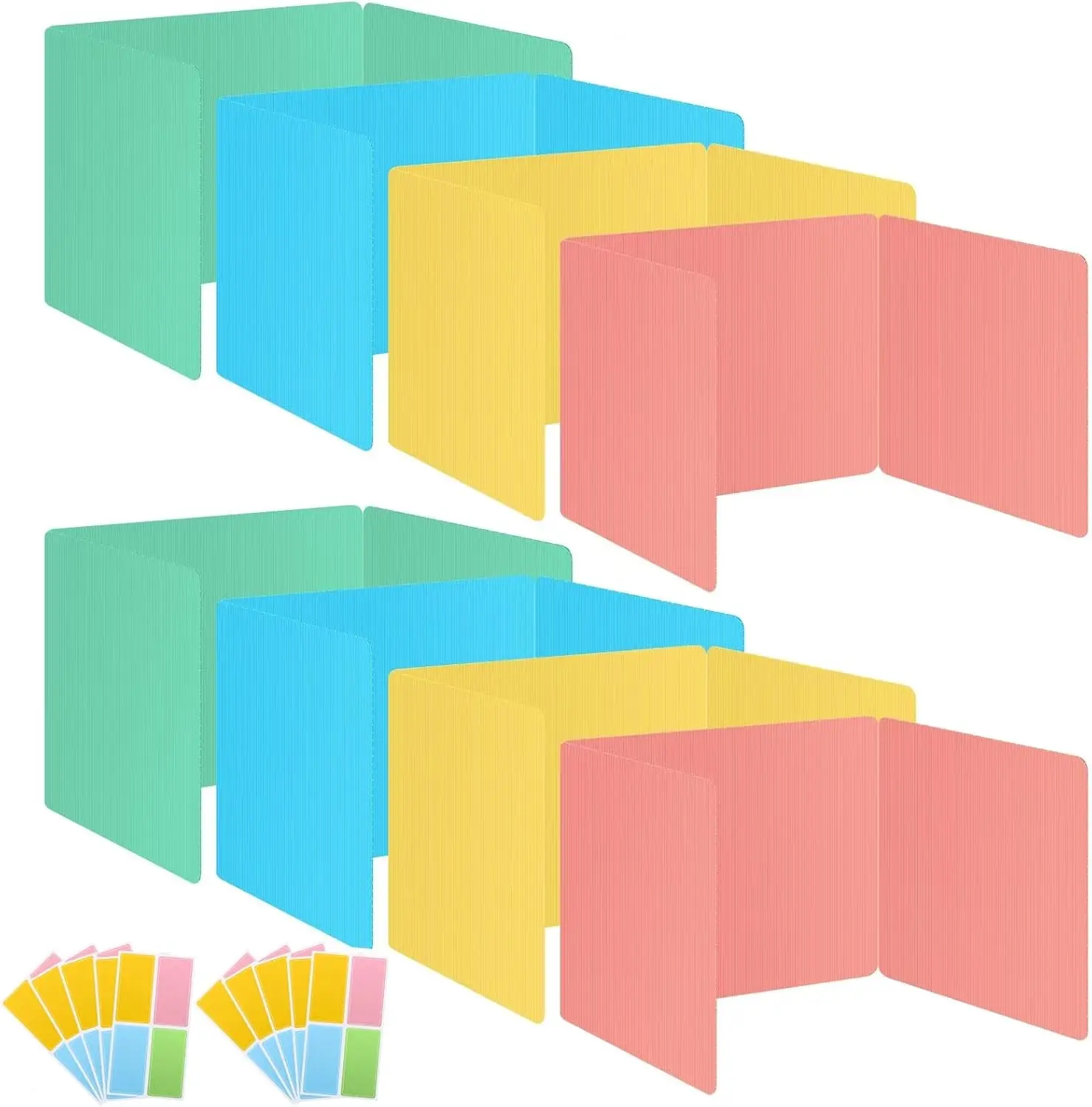 24 Pack Desk Privacy Panel Divider - Pastel Colorful Testing Dividers for Classroom Supplies - Easy Clean Privacy Shields for Student Testing Desk - Includes Extra Labels