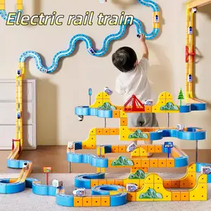 Electric train set 67/83/131/160pcs 3D magic flexible track suitable for children aged 3, 4, 5, 6, 7, and 8, race track anti gravity, STEM education learning toys for boys and girls' birthdays, Cars Kids
